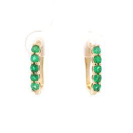 Aros De Oro Amarillo 18K Candonga Cuadrada Con Esmeraldas