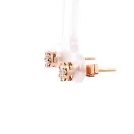 Aros De Oro Amarillo 18K Topo Flor Con Diamantes