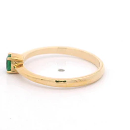 Anillo De Oro Amarillo 18K Solitario Con Esmeralda