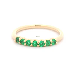 Anillo De Oro Amarillo 18K Cintillo Con Esmeraldas