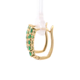 Aros De Oro Amarillo 18K Candonga Cuadrada Con Esmeraldas