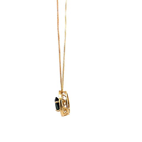 Collar de Oro Amarillo 18K con Zafiro 0.14 ct y Diamantes 0.20 ct