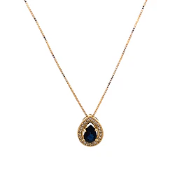 Collar de Oro Amarillo 18K con Zafiro 0.14 ct y Diamantes 0.20 ct