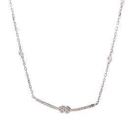 Cadena de Oro Blanco 18K con Diamantes 0.26 ct y Detalles de Corazones