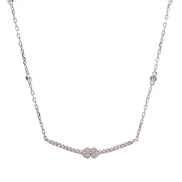 Cadena de Oro Blanco 18K con Diamantes 0.26 ct y Detalles de Corazones