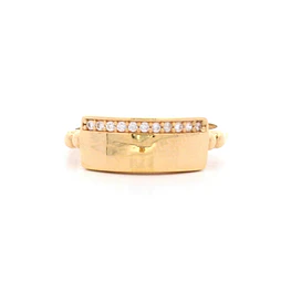 Anillo De Oro Amarillo 18K Rectangular Con Micropiedras Incoloras