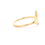 Anillo De Oro Amarillo 18K Mano De Fátima Pintada Y Triángulo Con Abertura Central