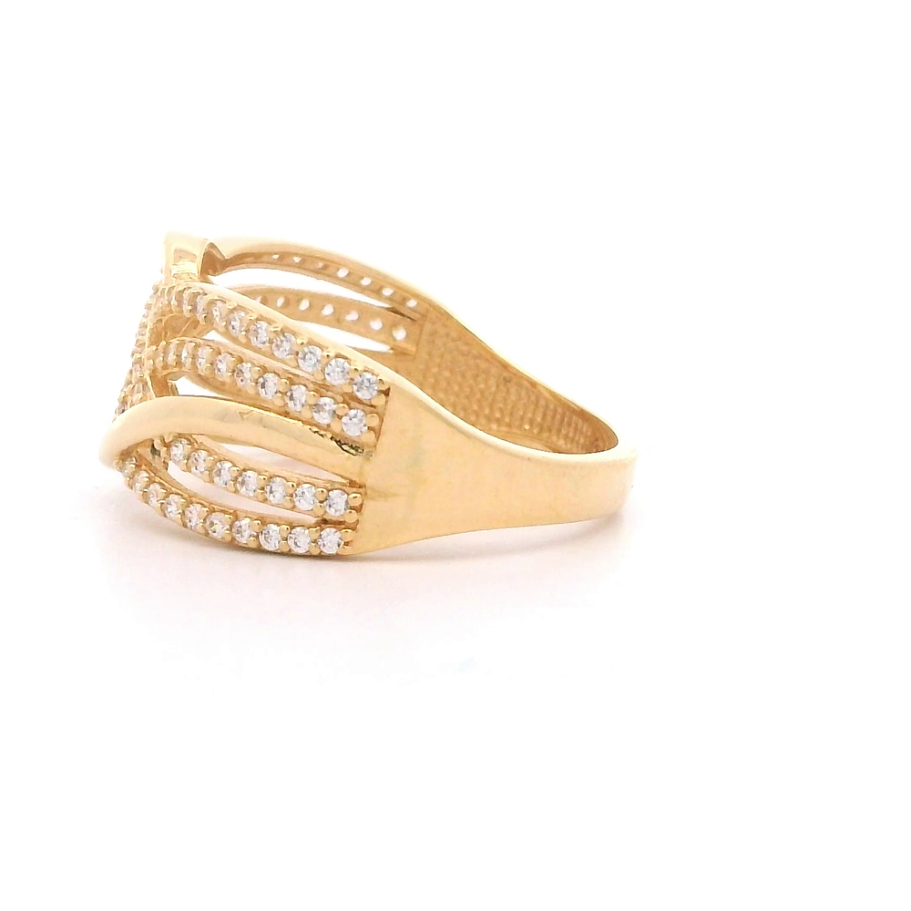 Anillo De Oro Amarillo 18K Entrelazado Con Micropiedras Incoloras