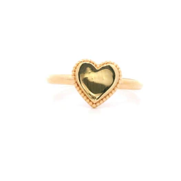 Anillo De Oro Amarillo 18K Corazón Tallado