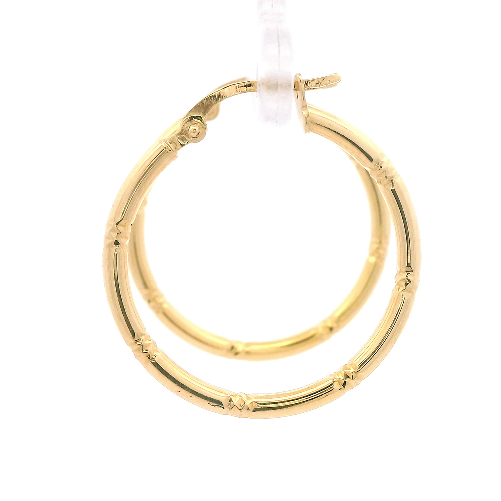 Aros de Oro Amarillo 18K Tubular con Tallados