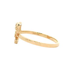 Anillo De Oro Amarillo 18K Rostro De Gato Calado Con 1 Micropiedra Incolora