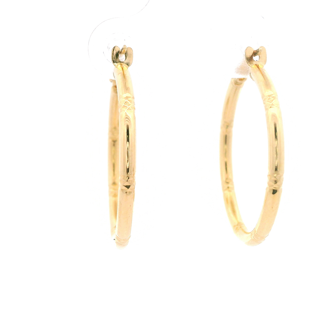 Aros de Oro Amarillo 18K Tubular con Tallados