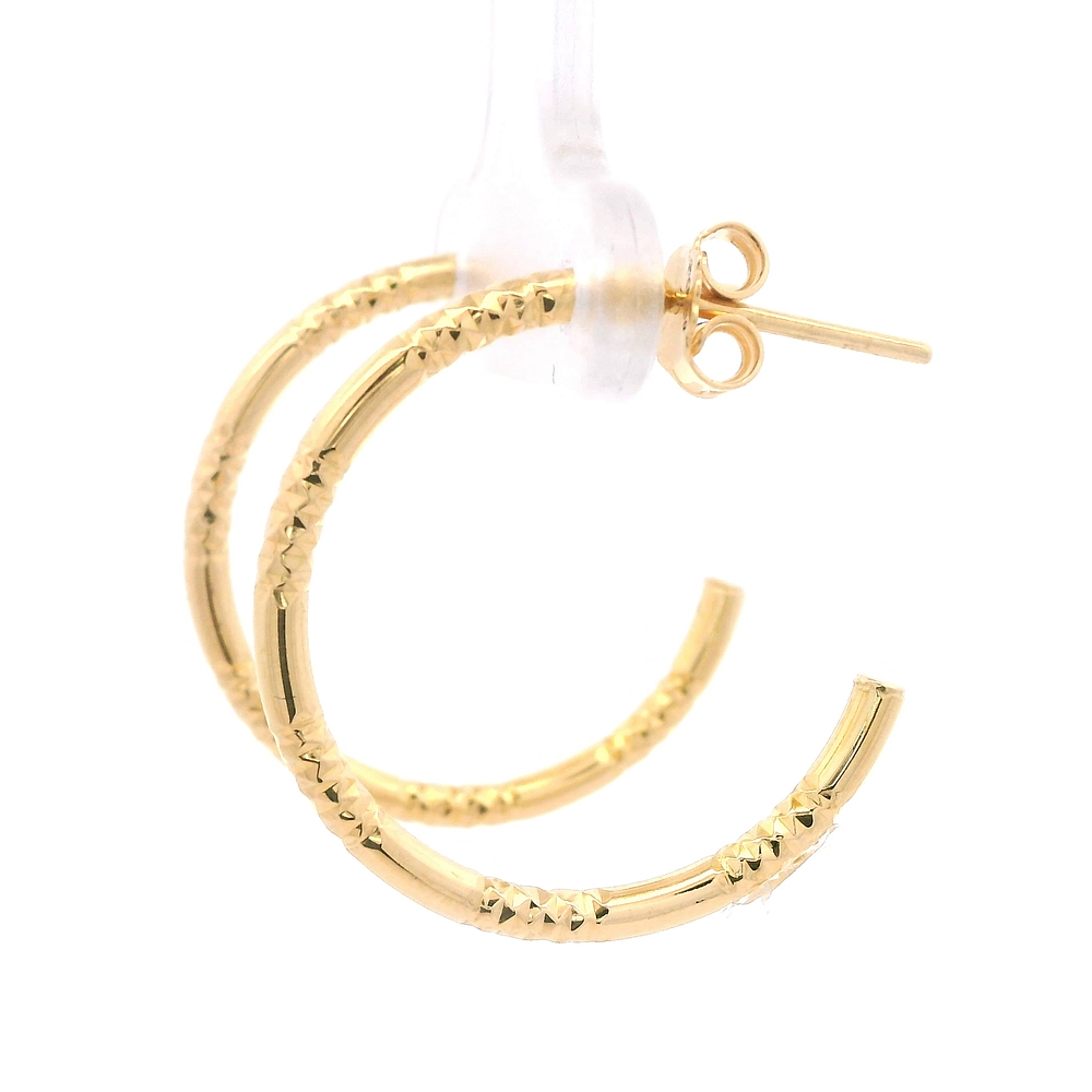 Aros de Oro Amarillo 18K Tubular con Tallados