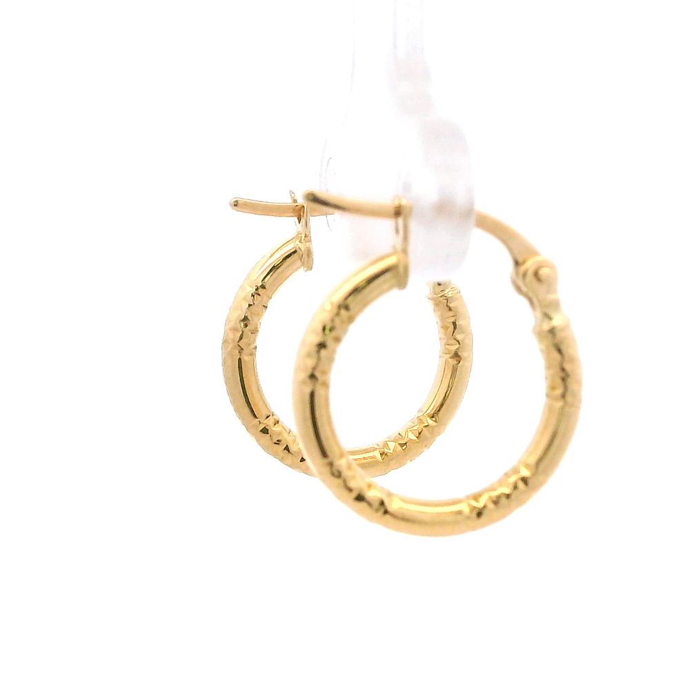 Aros de Oro Amarillo 18K Tubular con Tallados