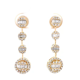 Aros de Oro Amarillo 14K Articulados Chaton Circular con 116 Diamantes Naturales