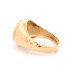 Anillo de Oro 14K con Sello y Piedra Negra Circular