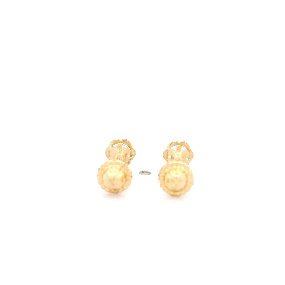Aros De Oro Amarillo 18K Flor Con Piedra Incolora Para Bebé