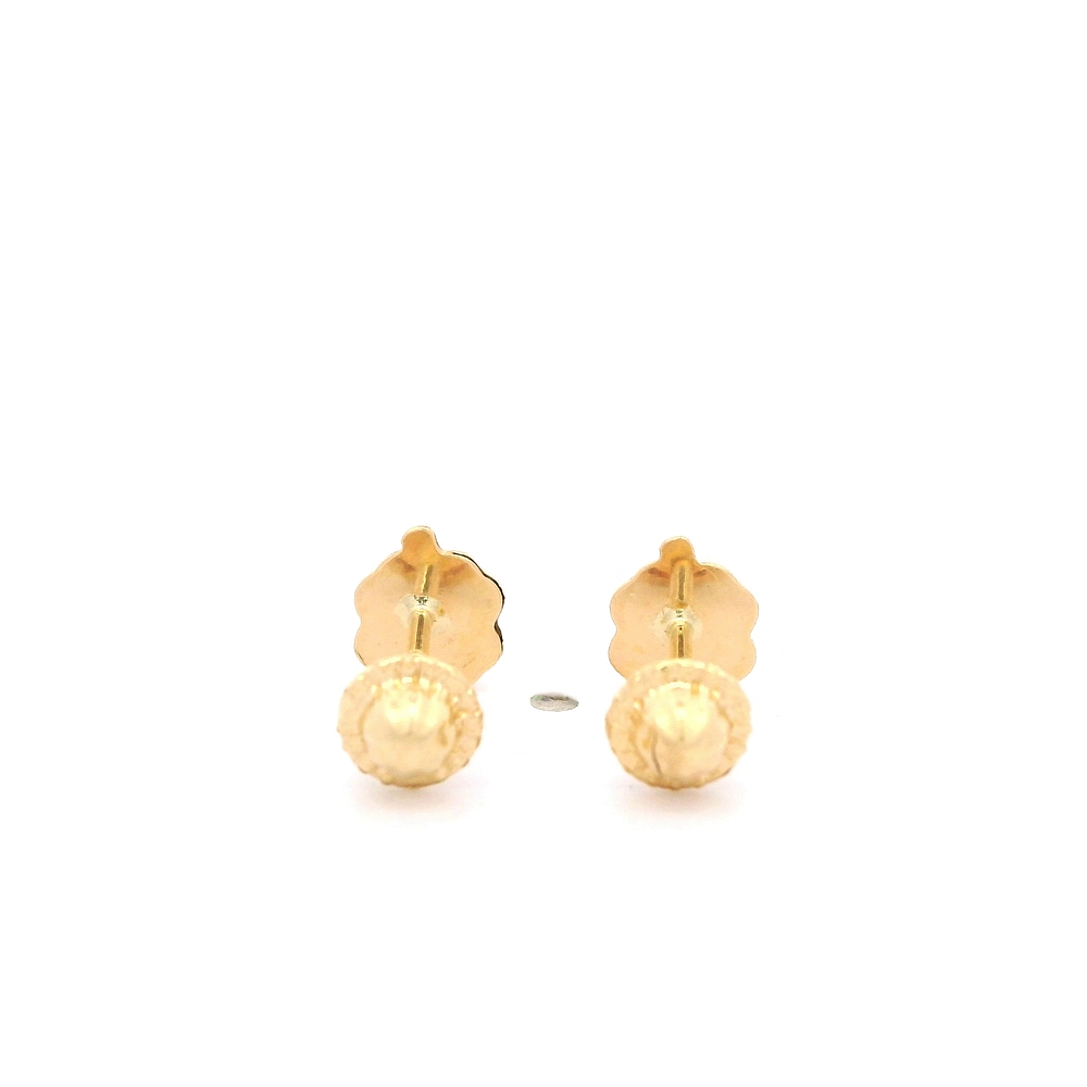 Aros De Oro Amarillo 18K Flor Con Micropiedras Incoloras Para Bebé