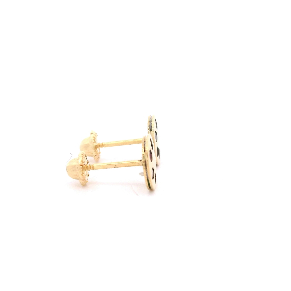 Aros De Oro Amarillo 18K Circular Con Micropiedras Multicolor Para Bebé