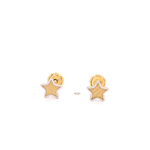 Aros De Oro Amarillo 18K Estrella Bicolor Con Micropiedra Rosada Para Bebé