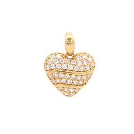 Colgante de Oro Amarillo 18K Corazón con Micropiedras