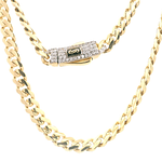 Cadena de Oro Amarillo 18K Groumet con Piedras Incoloras