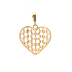 Colgante de Oro Amarillo 18K Corazón Tallado con Piedras Incoloras