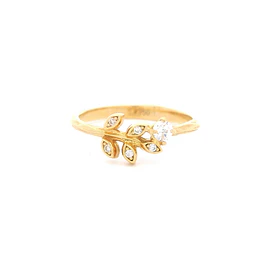 Anillo de Oro Amarillo 18K Diseño de Hojas con Piedras Incoloras