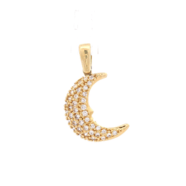 Colgante de Oro Amarillo 18K Luna con Micropiedras Incoloras