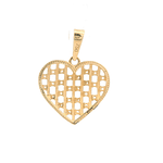 Colgante de Oro Amarillo 18K Corazón Tallado con Piedras Incoloras