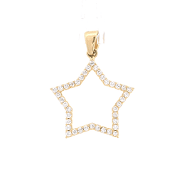 Colgante de Oro Amarillo 18K Estrella con Micropiedras Incoloras