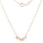 Cadena De Oro Amarillo, Blanco Y Rosado 18K Labrada Con Colgantes Donas