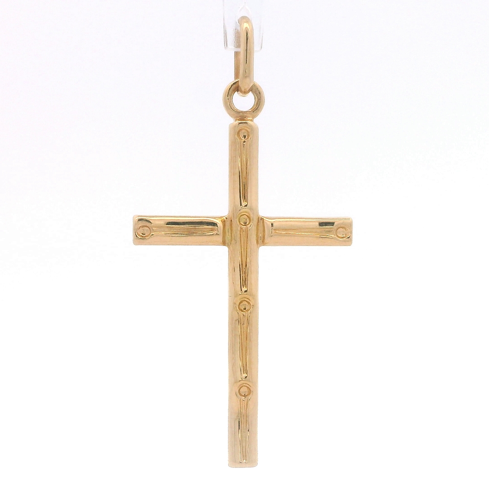 Colgante de Oro Amarillo 18K Cruz Tallada