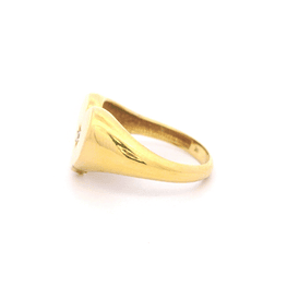 Anillo De Oro Amarillo 18K Sello Corazón Con 1 Micropiedra Incolora