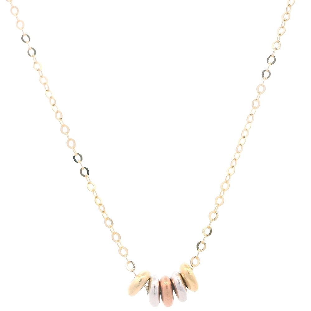 Cadena de Oro Amarillo 18K Labrada con Donas Tres Oros