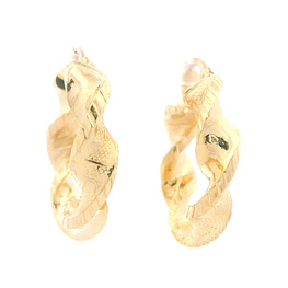 Aros de Oro Amarillo 18K Espiral Inflados Tallados