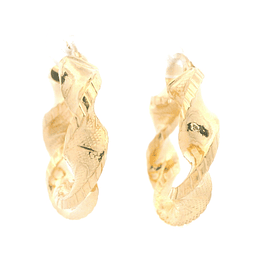 Aros de Oro Amarillo 18K Espiral Inflados Tallados