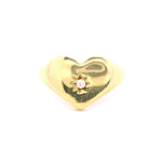 Anillo De Oro Amarillo 18K Sello Corazón Con 1 Micropiedra Incolora