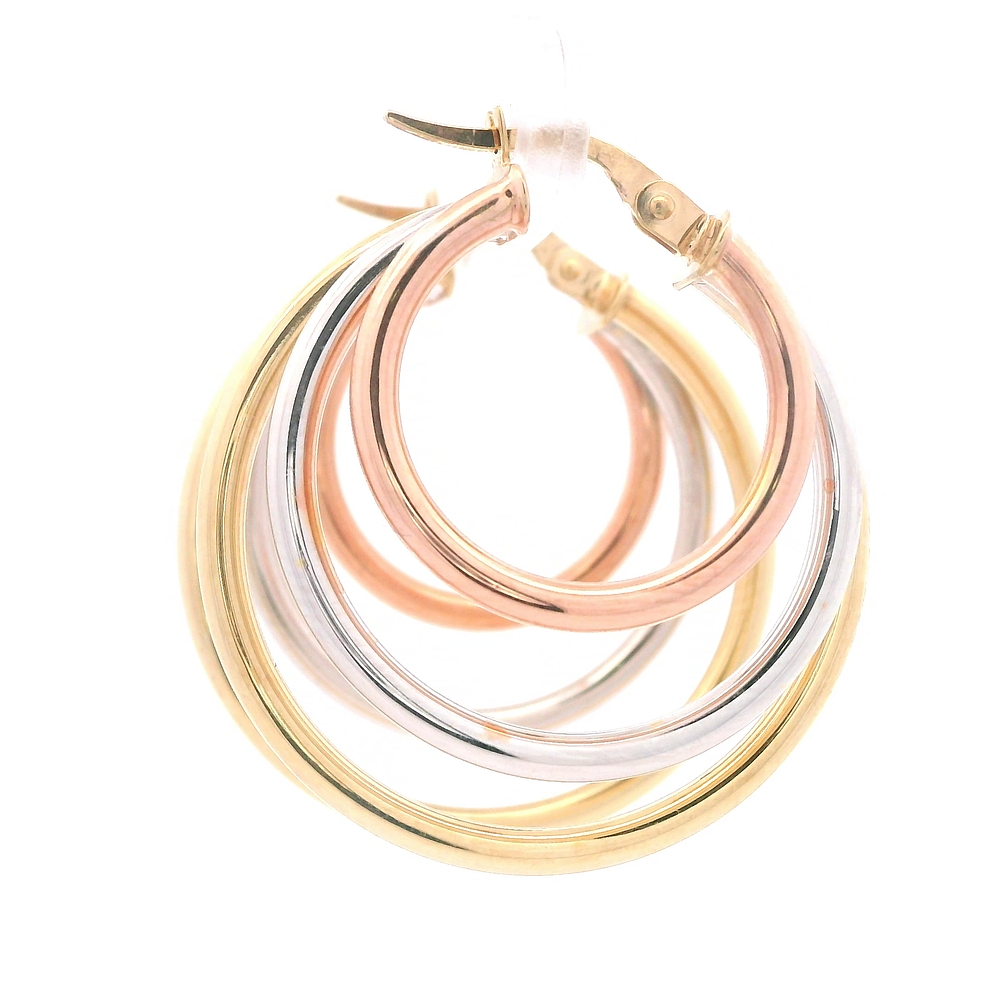 Aros de Tres Oros 18K Tubulares Criollos