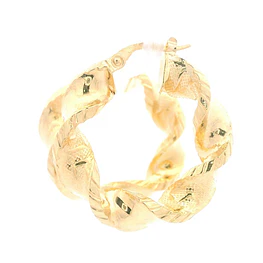 Aros de Oro Amarillo 18K Espiral Inflados Tallados