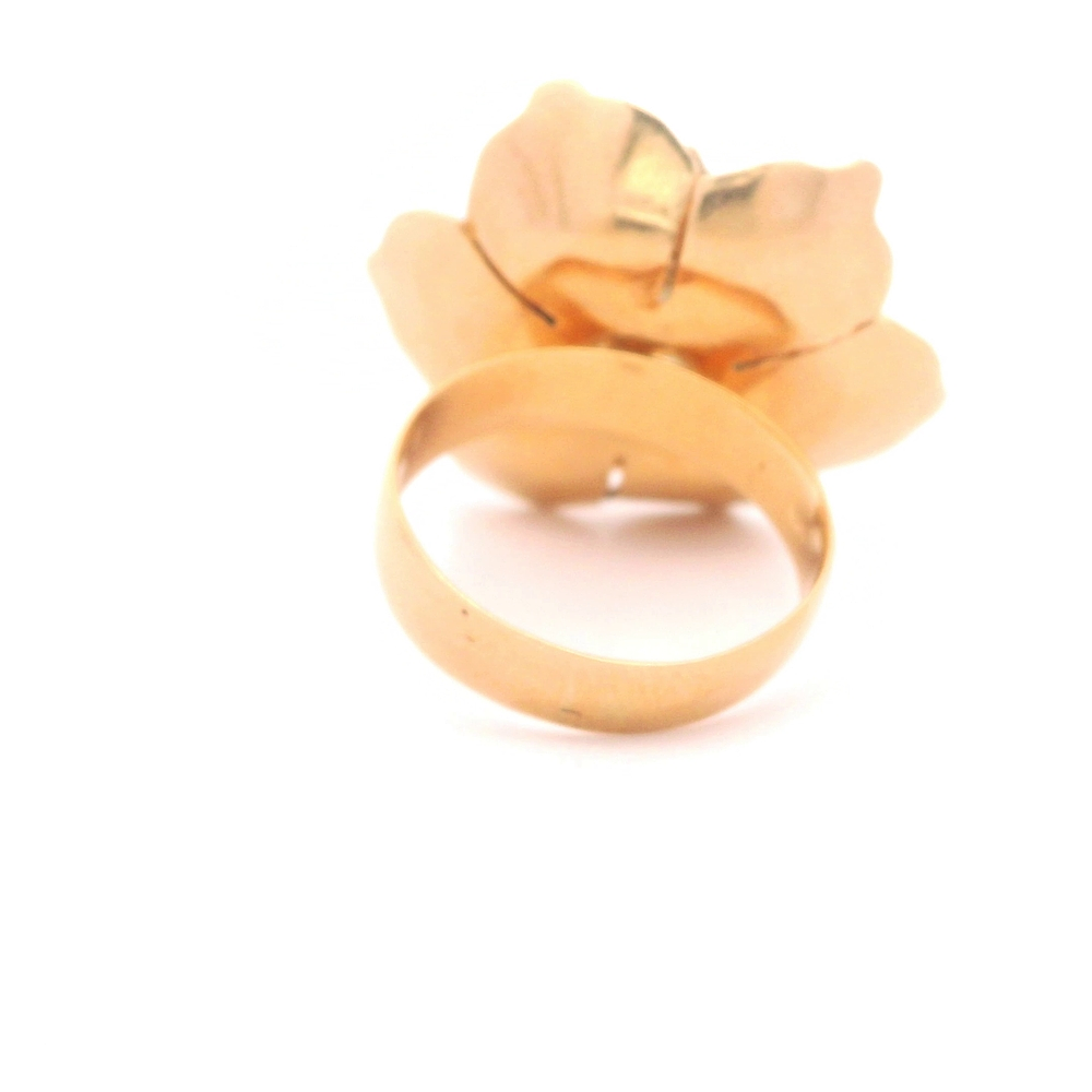 Anillo De Oro Rosado 18K Flor Con 1 Piedra Incolora