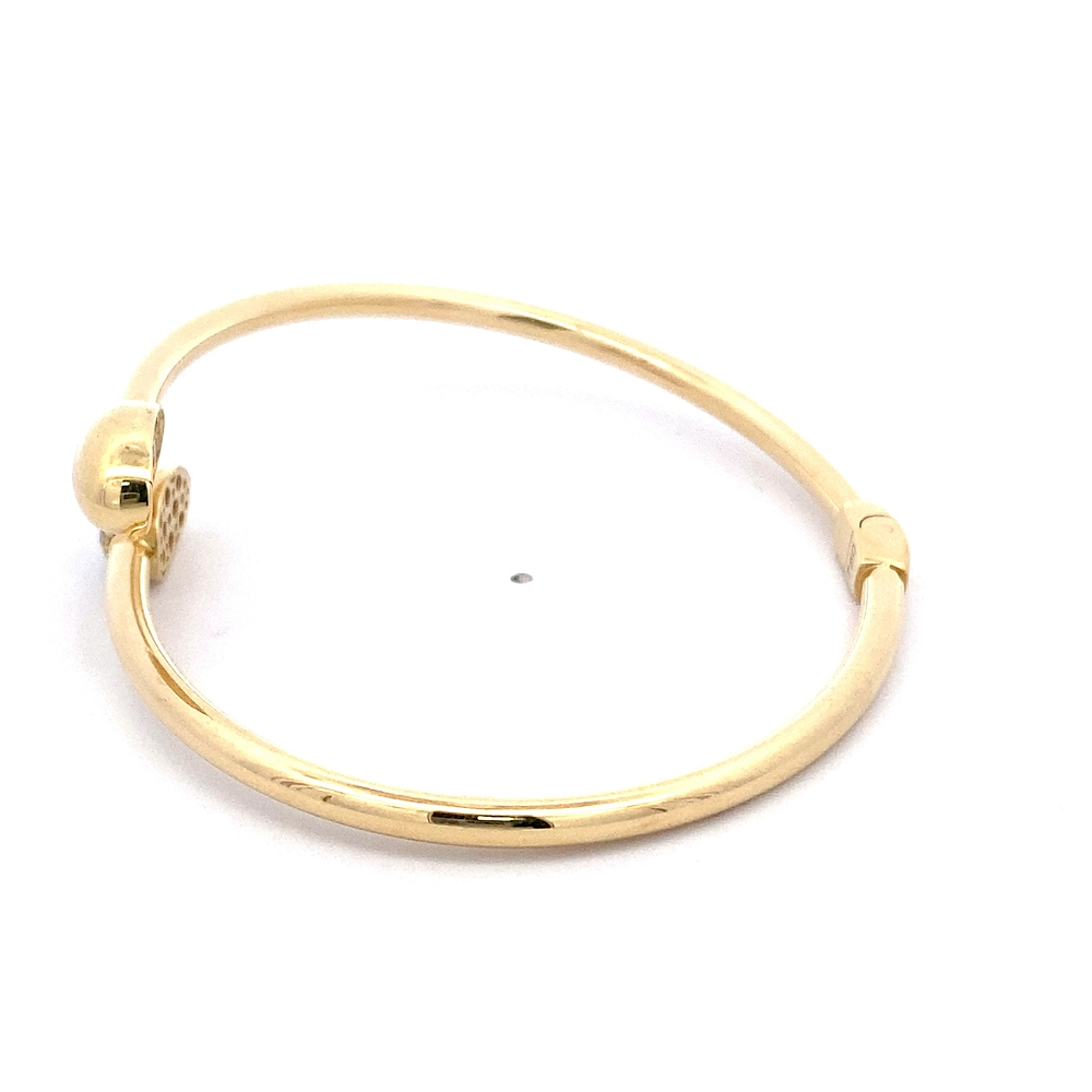 Pulsera de Oro Amarillo 18K Esclava Lisa con Óvalo Central y Micropiedras