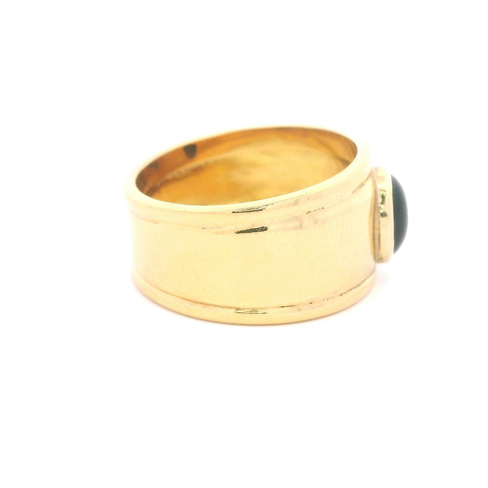 Anillo De Oro Amarillo 18K Bombé Con 1 Piedra Negra
