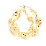 Aros de Oro Amarillo 18K Espiral Inflados Tallados