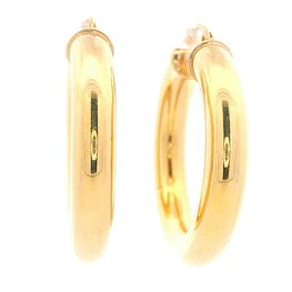 Aros de Oro Amarillo 18K Tubulares Liso Inflados