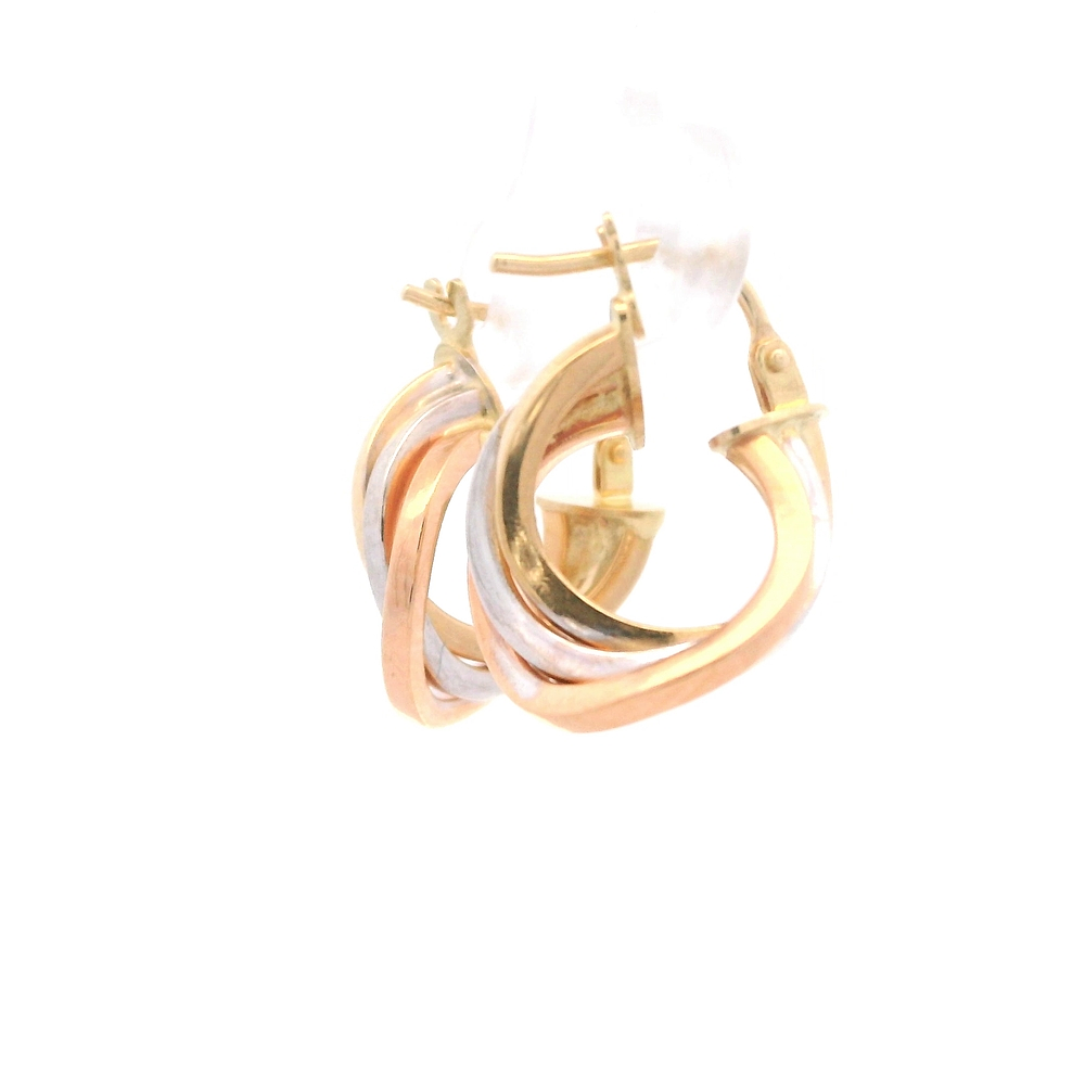 Aros de Tres Oros 18K Tubulares Triples Ondulados