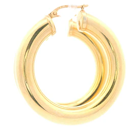 Aros de Oro Amarillo 18K Tubulares Liso Inflados