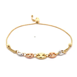 Pulsera de Tres Oros 18K Labrada Marinera con Esferas