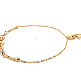 Pulsera de Tres Oros 18K Labrada Marinera con Esferas