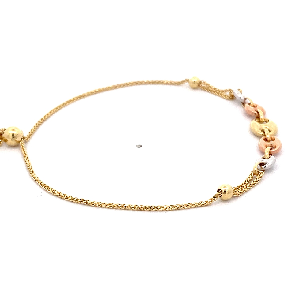 Pulsera de Tres Oros 18K Labrada Marinera con Esferas